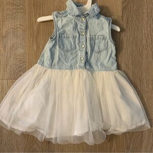 OshKosh B'gosh Girl's Size 12 Months Light Blue Denim  & White Tutu Dress